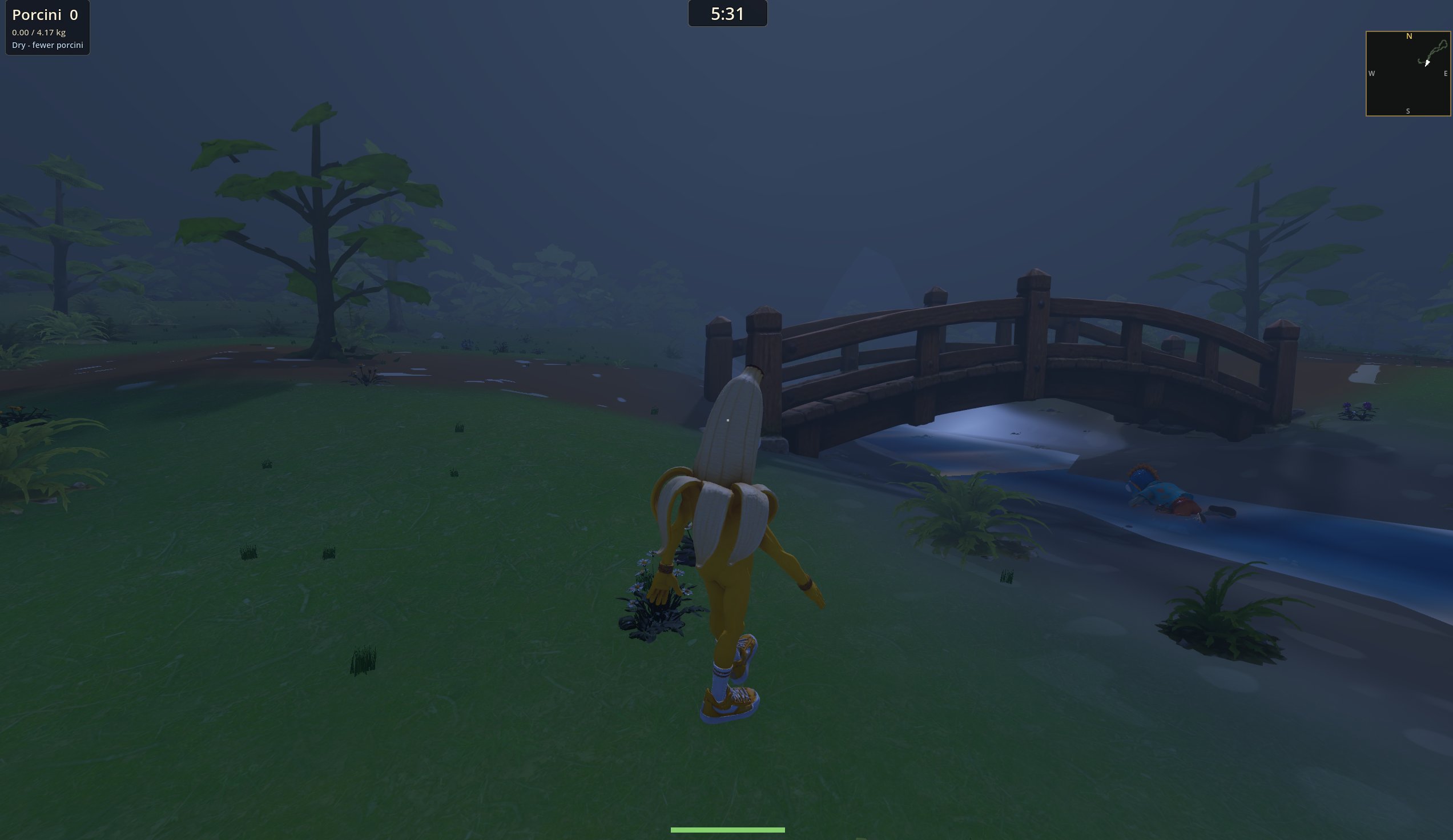A banana hunter finds Fish Man face-down in a forest stream
